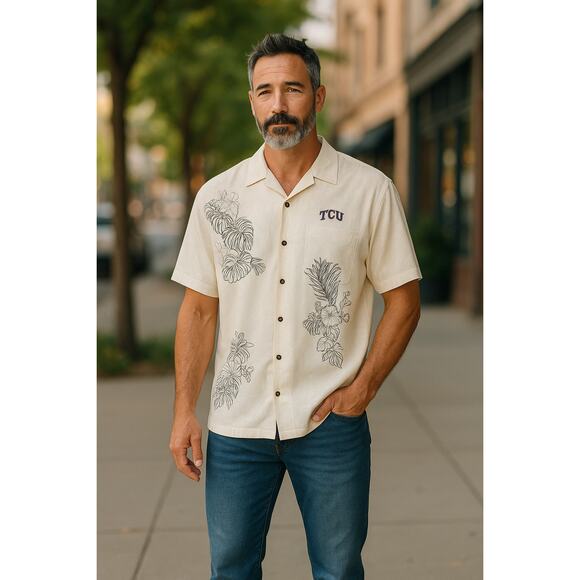 NWT Tommy Bahama Silk TCU Texas Christain University Camp Shirt Mens 3XL - Picture 11 of 11